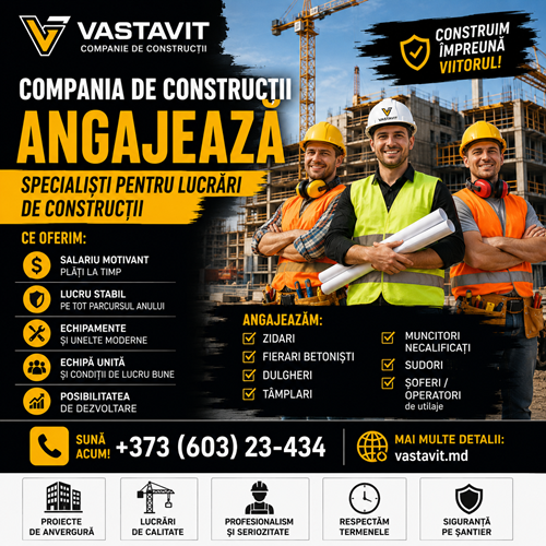 Работа строителем Кагульский район — вакансии в строительной компании Vastavit